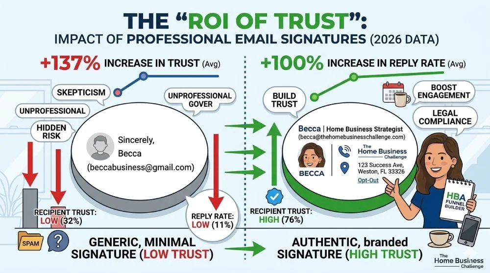Here is the optimized alt text for your ROI of Trust infographic. This image is a powerhouse for showing your readers the "why" behind the effort, so the alt text reflects that value. Option 1: The "Engagement Focused" Alt Text (Recommended) "Infographic titled 'The ROI of Trust' comparing email sig